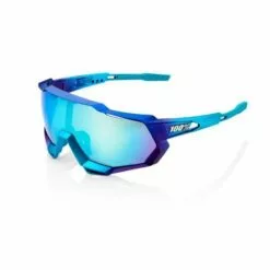 100% SpeedTrap Sunglasses, Matte Metallic Into the Fade frame - Blue Topaz Multilayer Mirror Lens