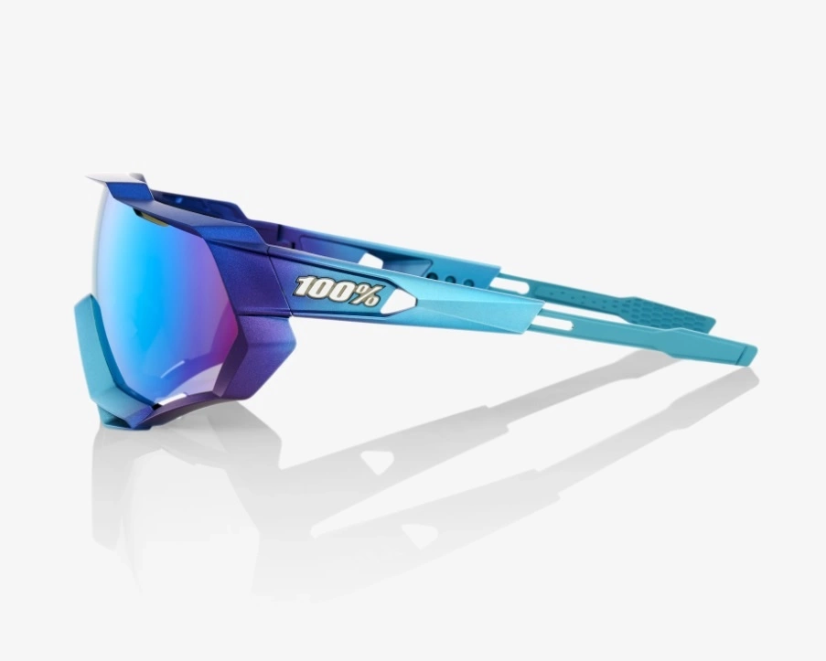 100% SpeedTrap Sunglasses, Matte Metallic Into the Fade frame - Blue Topaz Multilayer Mirror Lens 3 100% SpeedTrap Sunglasses, Matte Metallic Into the Fade frame - Blue Topaz Multilayer Mirror Lens - Image 3