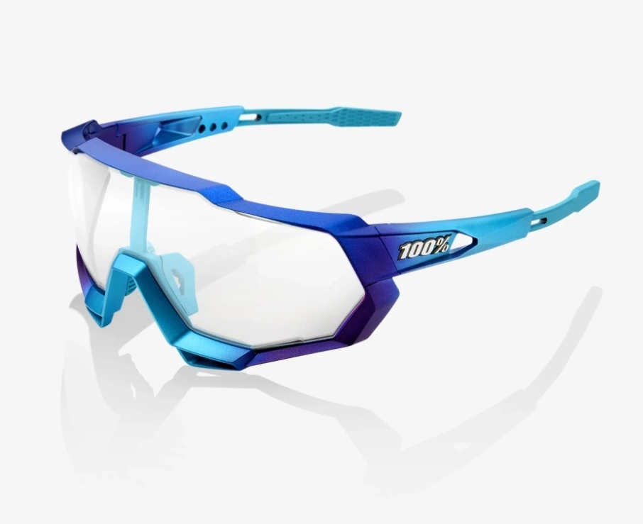 100% SpeedTrap Sunglasses, Matte Metallic Into the Fade frame - Blue Topaz Multilayer Mirror Lens 4 100% SpeedTrap Sunglasses, Matte Metallic Into the Fade frame - Blue Topaz Multilayer Mirror Lens - Image 4
