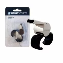 BLUE SPORTS BRASS FINGER GRIP WHISTLE