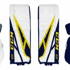 CCM GP EXTREME FLEX PRO 4 GOALIE PAD WHT/NVY/YLW 34+1.5 -Sportwheels Outlet Store image 3098