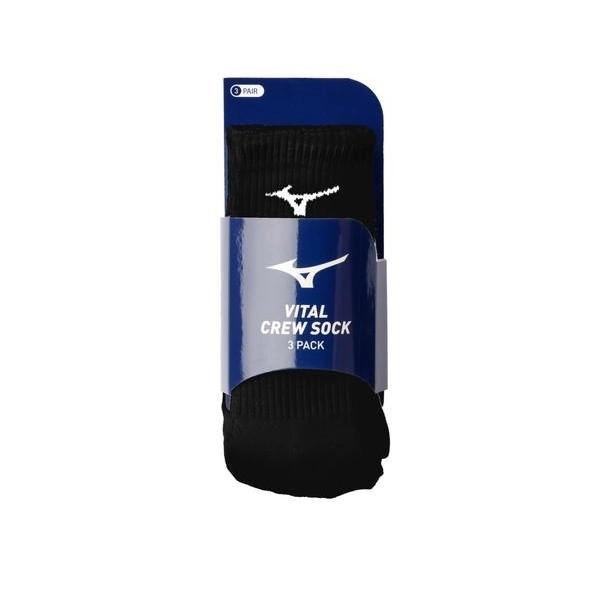 MIZUNO VITAL CREW SOCK 3-PACK BLACK LARGE 3 MIZUNO VITAL CREW SOCK 3-PACK BLACK LARGE - Image 3