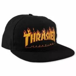 Thrasher Hat - Flame - Snapback- Black